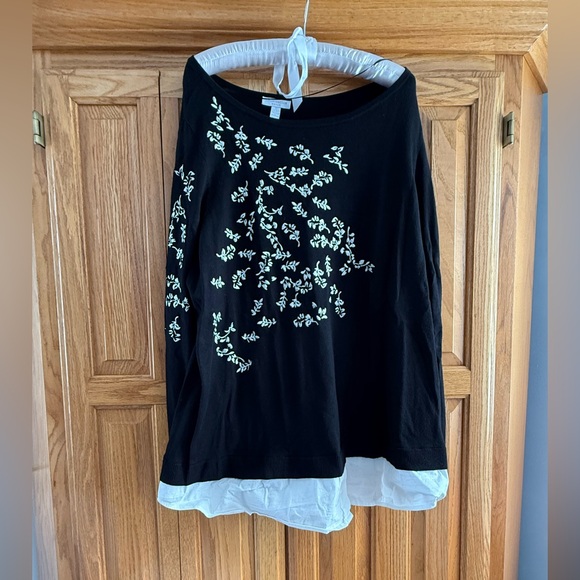 Charter Club Black and White Floral Long Sleeve Top - Picture 3 of 4